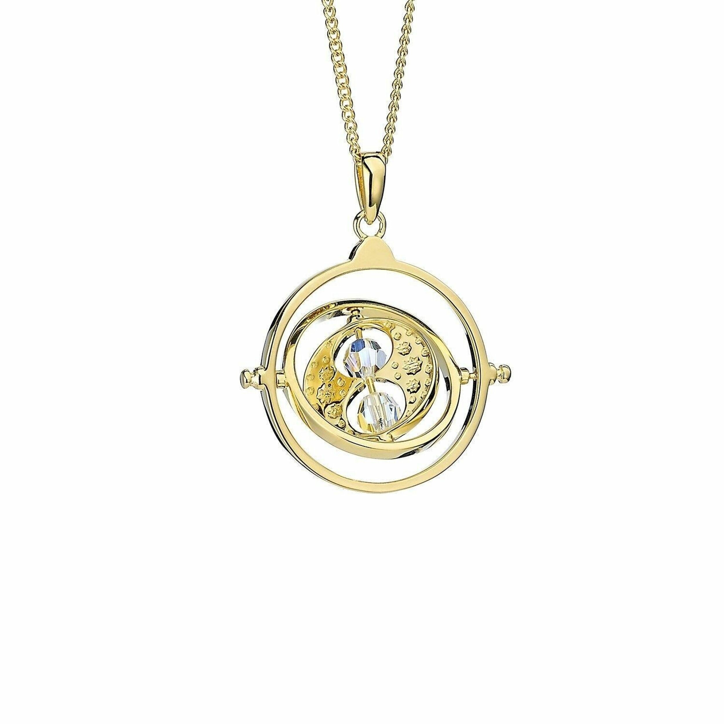 Collier Retourneur de Temps en argent plaqué or et cristaux - Harry Potter