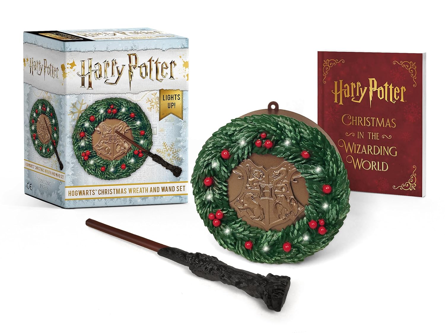 Coffret couronne de Noël Poudlard et baguette - Running Press - Harry Potter