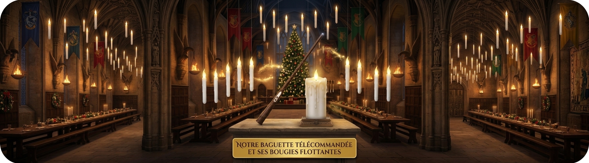 bougie flottant avec baguette télécommandé harry potter