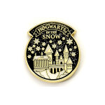 Carte de Noël Harry Potter Poudlard sous la neige avec badge 2