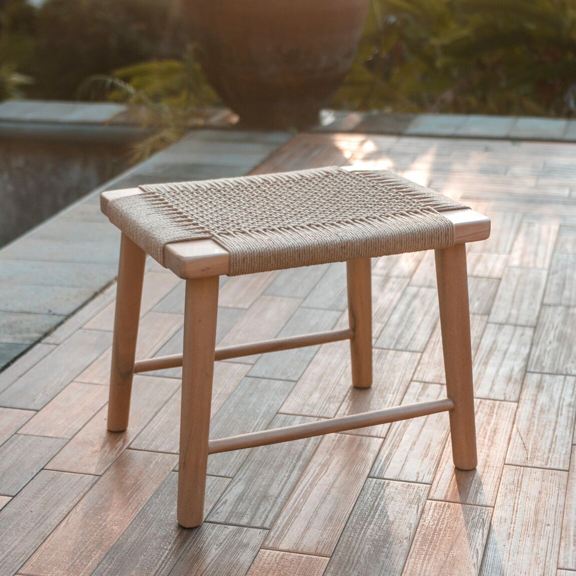 Grand Tabouret SUNDA Bois Papier Recyclé 02