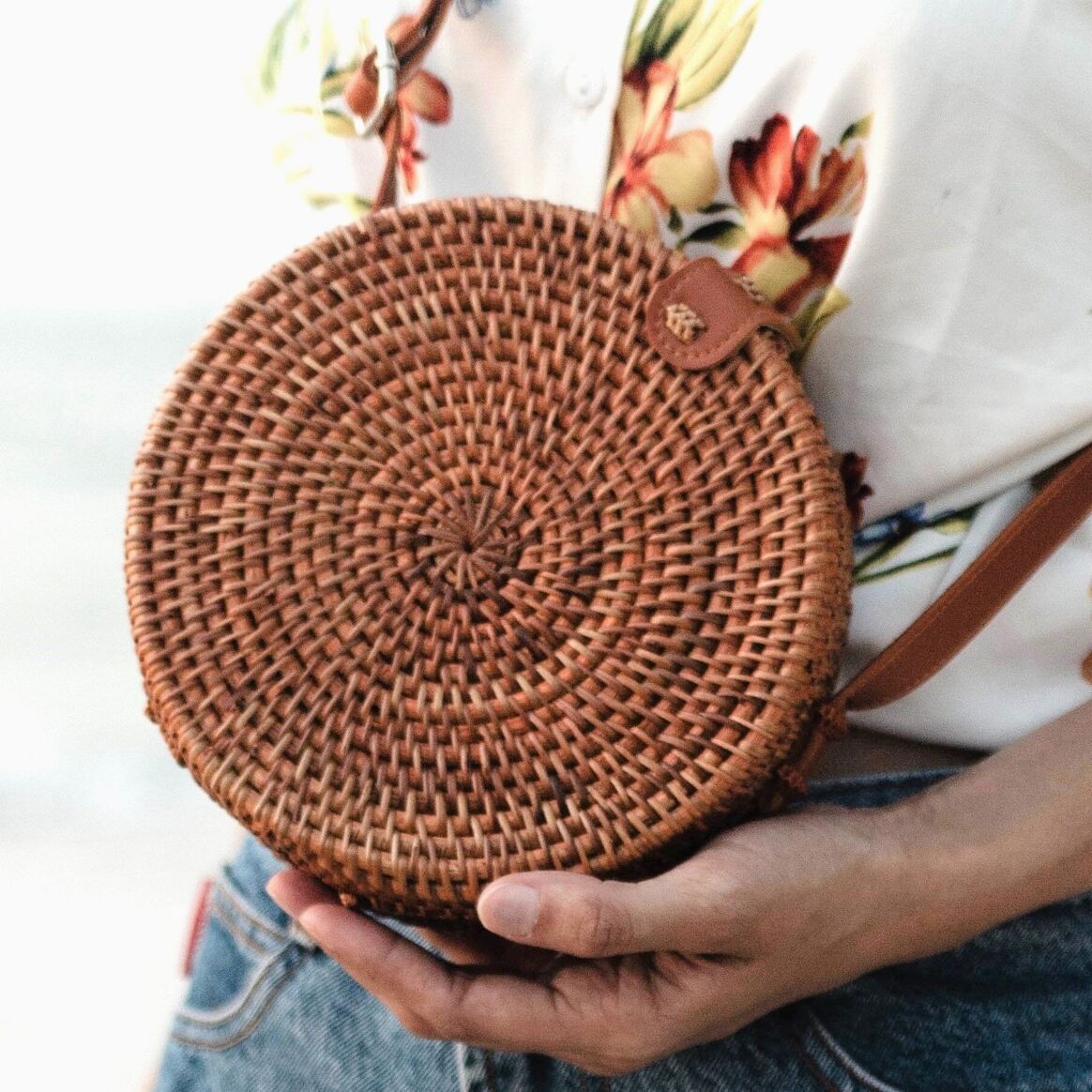 Petit Sac Rotin SANJA Marron