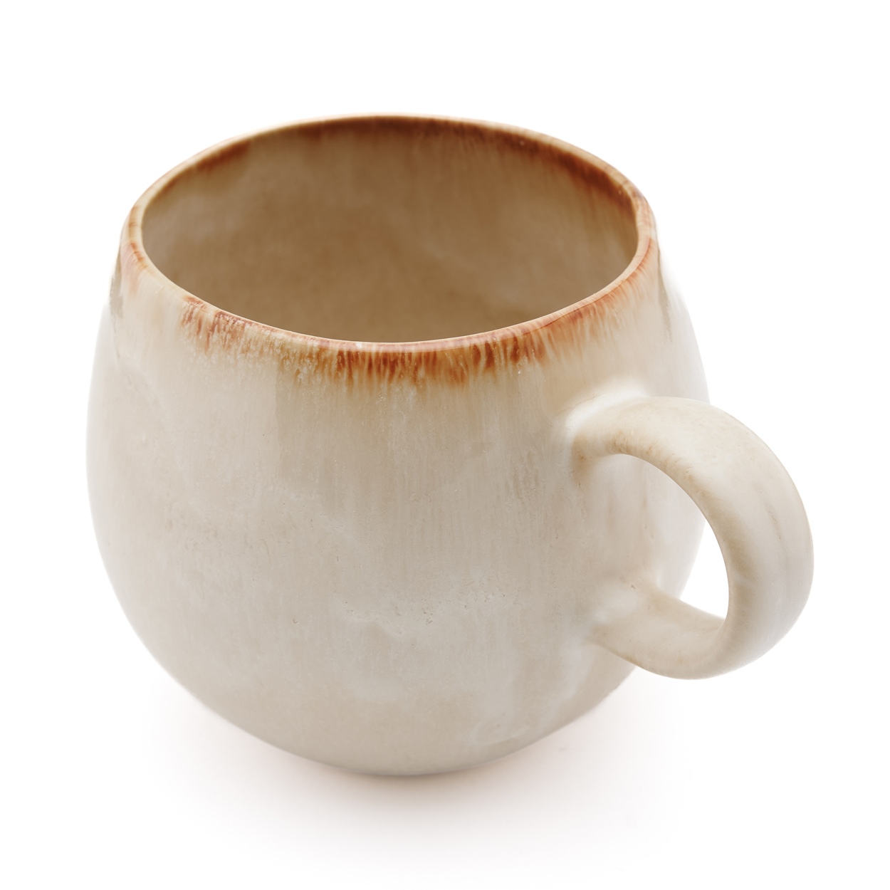 Grand mug rond en céramique du Portugal beige et marron