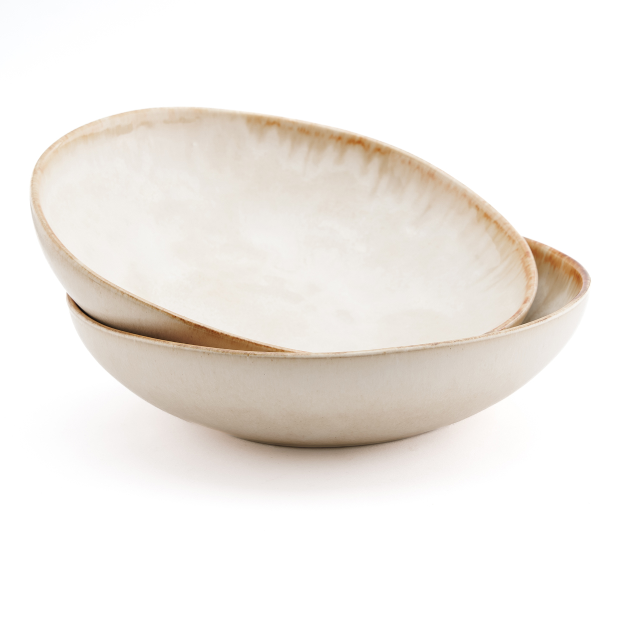 2 Assiettes à pâtes céramique Portugal cascais beige