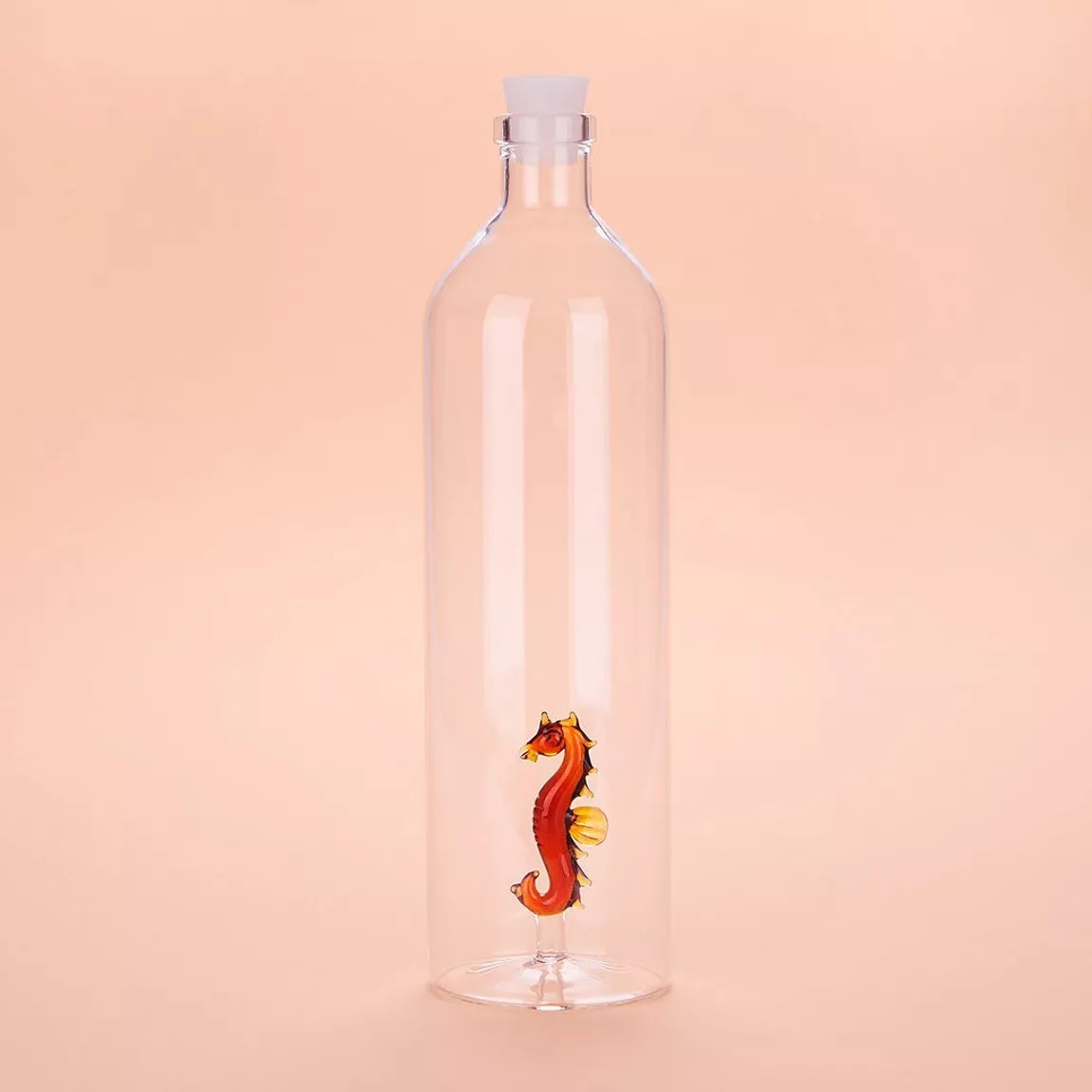 Bouteille transparente verre hippoampe 2