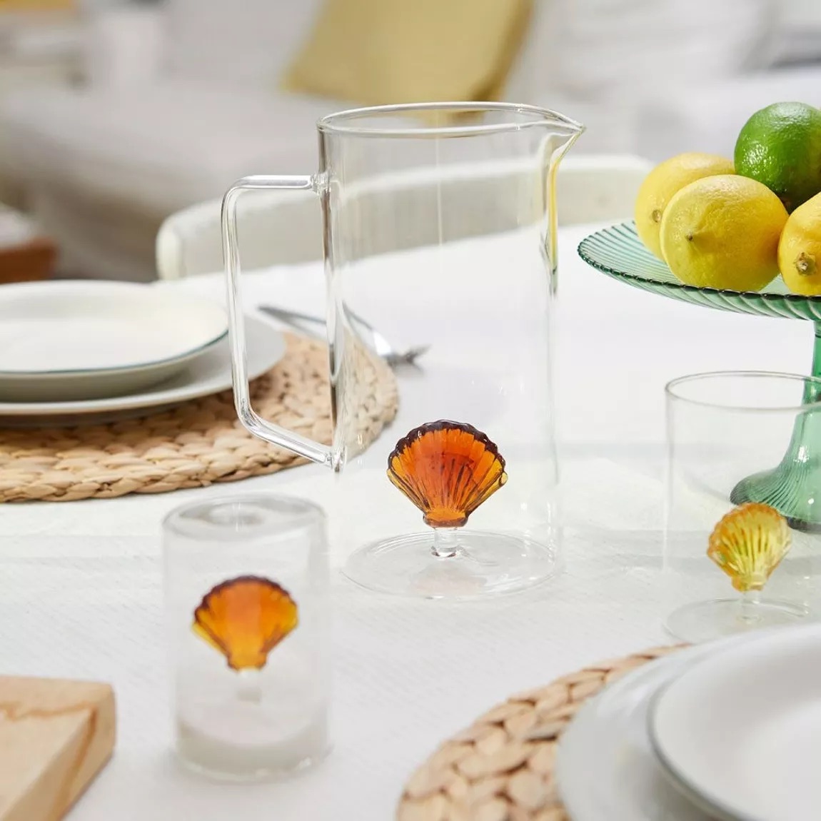 Pichet transparent verre coquillages 3