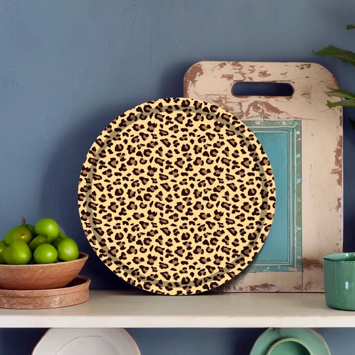 Plateau leopard beige rond 2