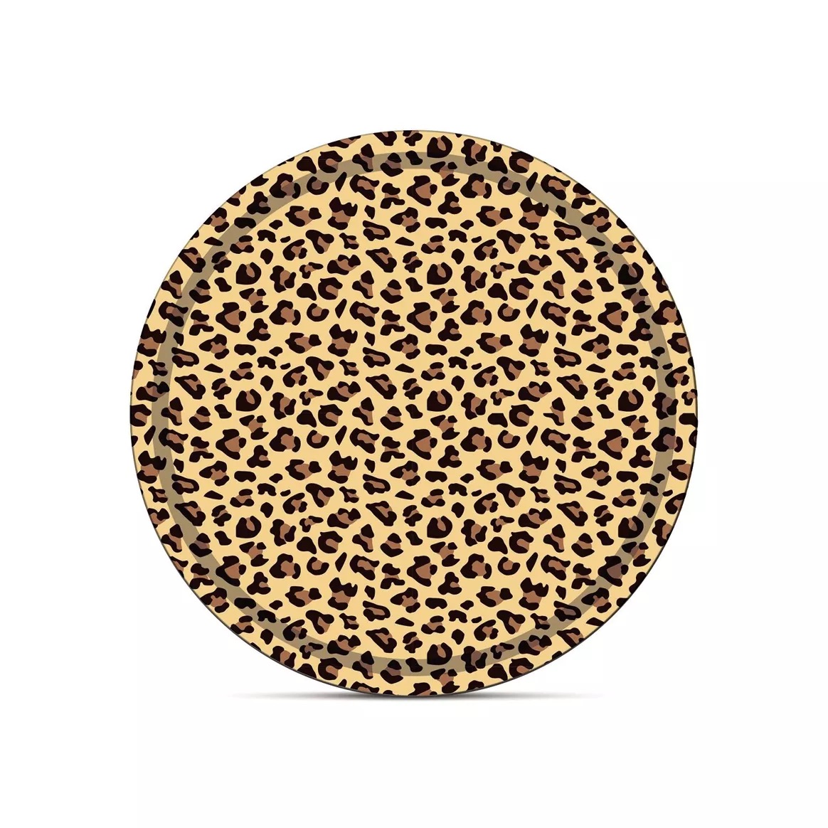 Plateau leopard beige rond