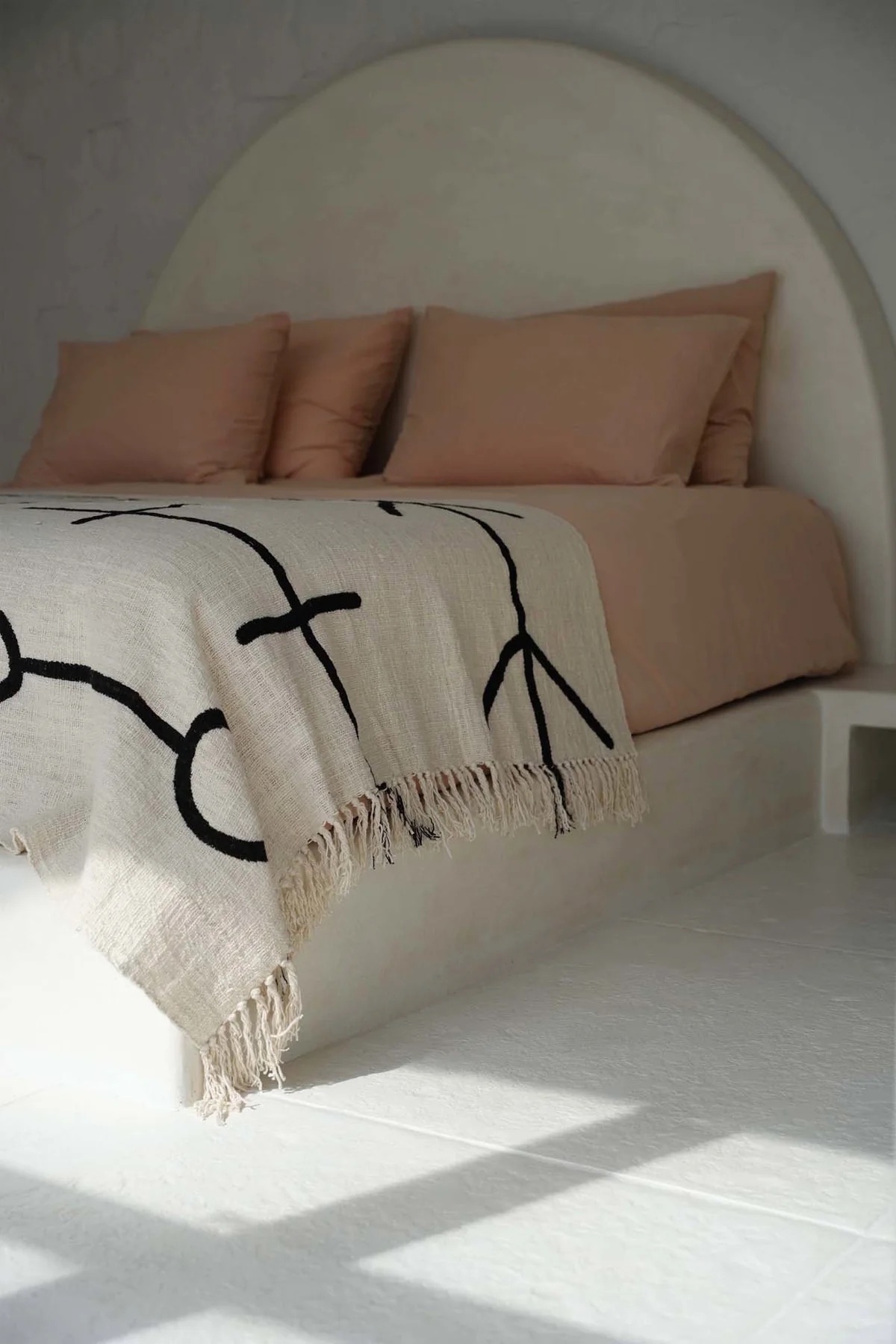 Jeté de lit coton beige