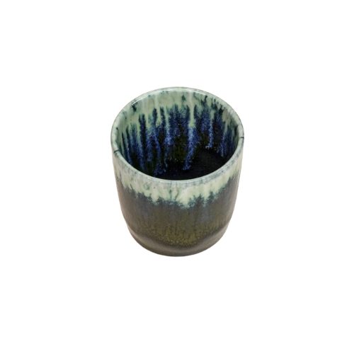 Tasse à café allongé artisanale bleu et vert