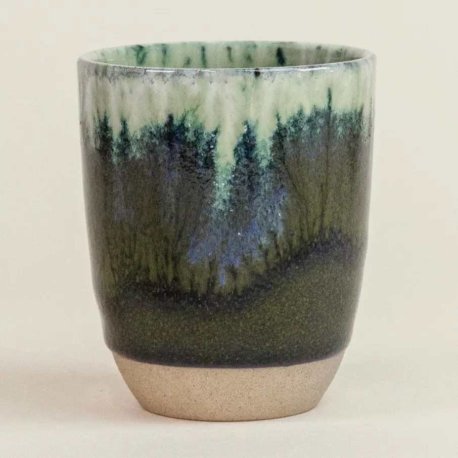 Tasse cappuccino en céramique bleu et vert