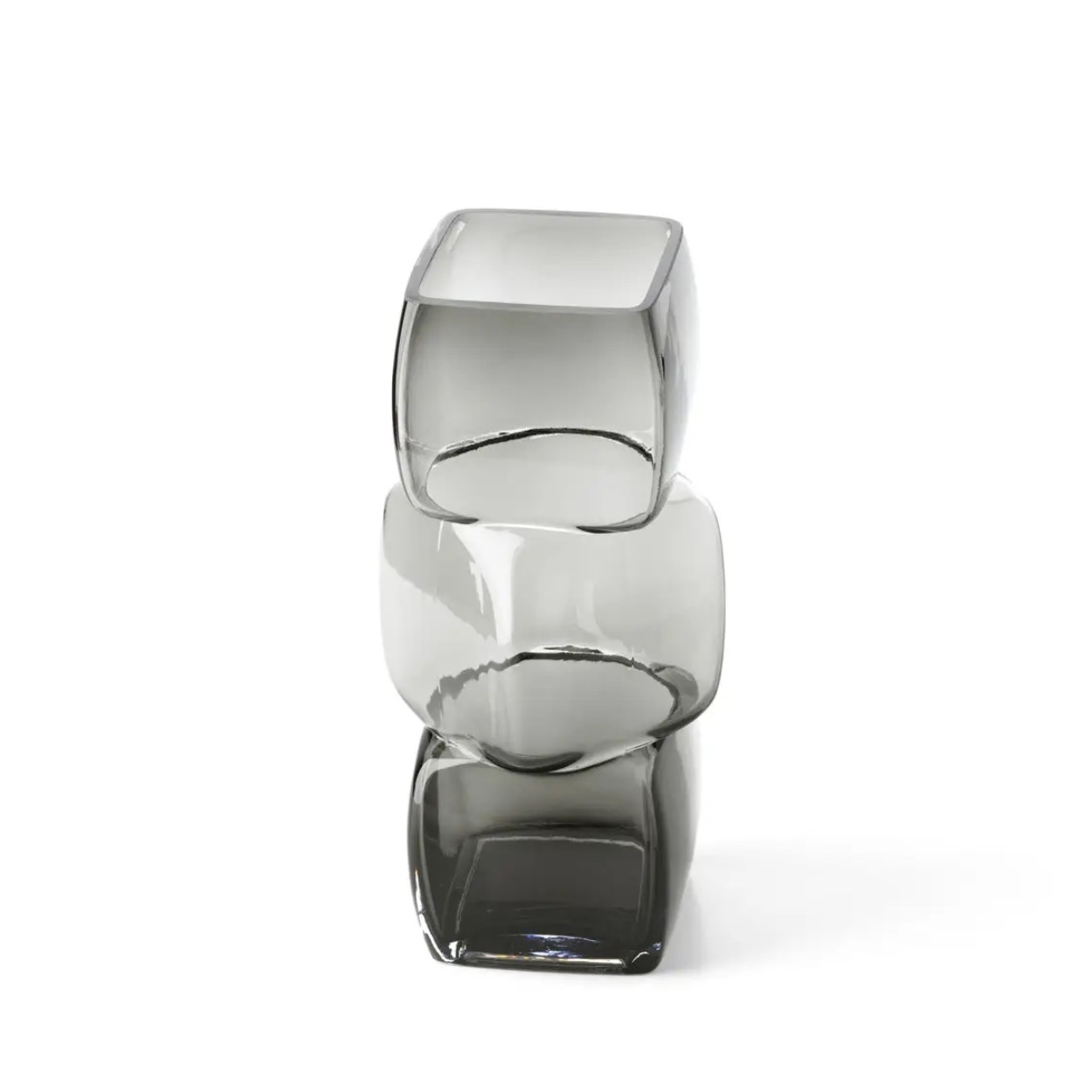 Vase en verre cubique noir