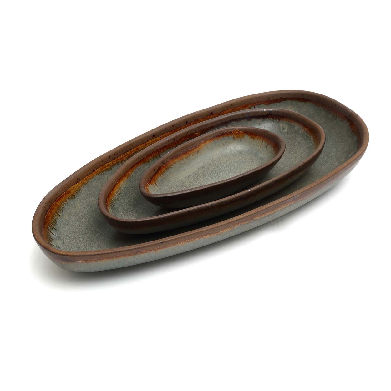 Set de ramequins céramique bleu gris marron