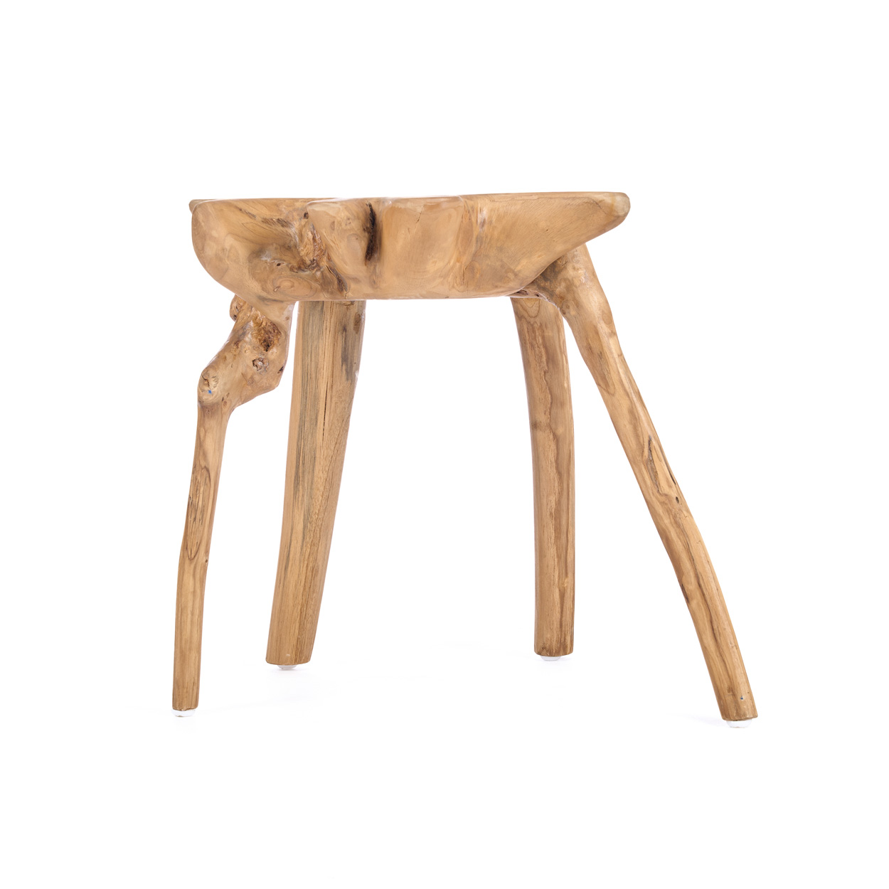 Table Rooty en teck naturel, vue latérale