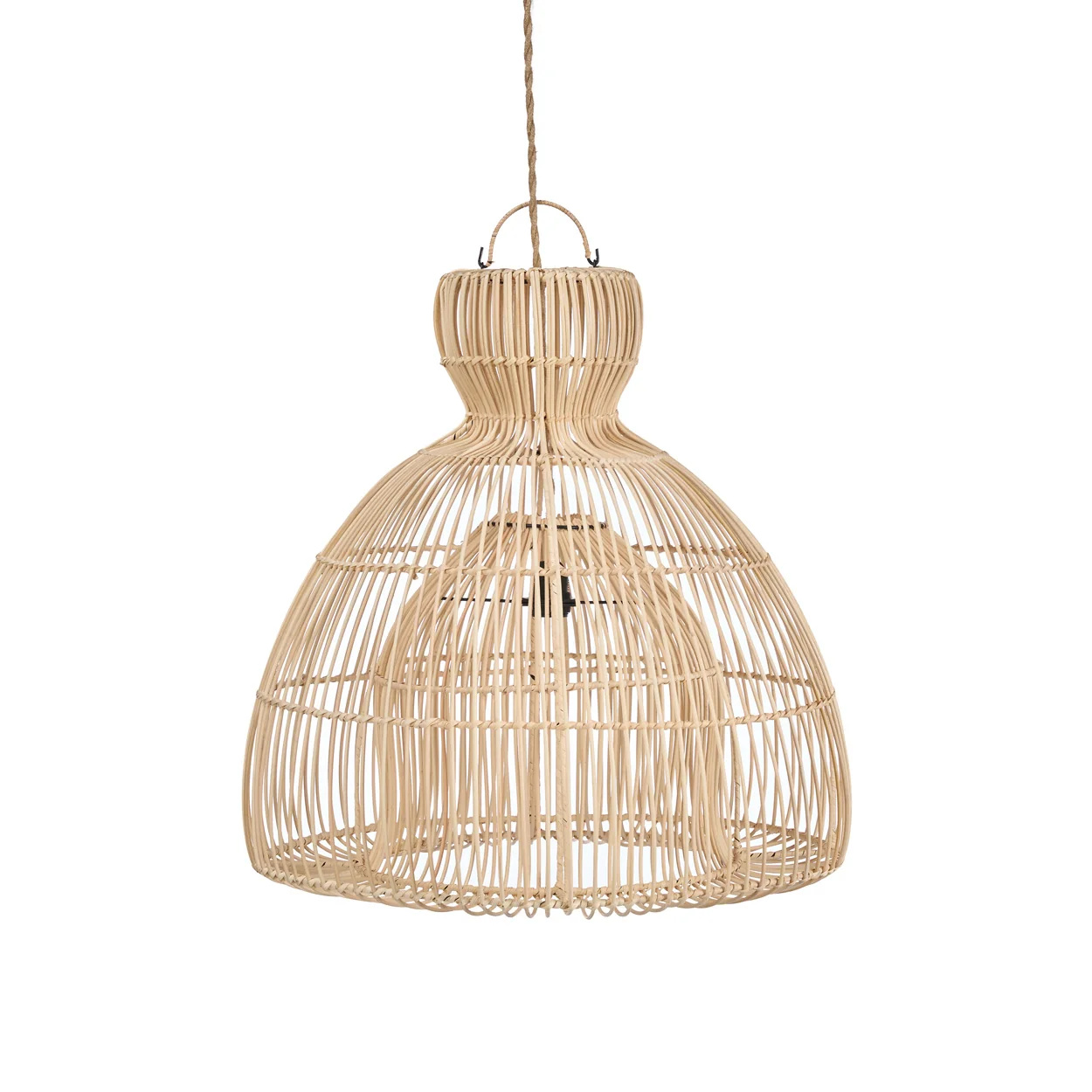Suspension Matcha Whisk taille S en rotin naturel, vue de face