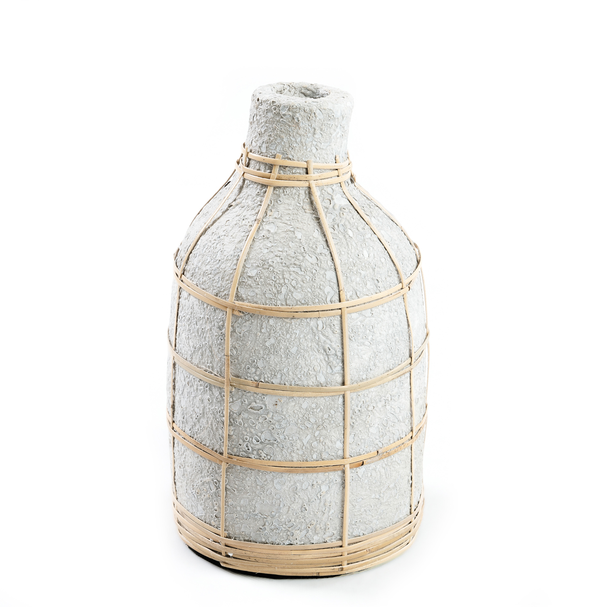 Grand vase whoopy beton et raphia