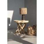 Table basse bois teck avec lampe