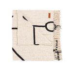 Couverture écru style HERMES pliée avec lignes noires