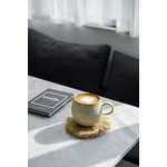 Grand mug à café sur sous-verre raphia avec franges