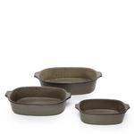 Plats à four gris de 3 tailles différentes