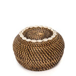 Panier peek-a-boo rotin marron et coquillages