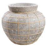 Grand vase rond gris et raphia de la marque bazar bizar