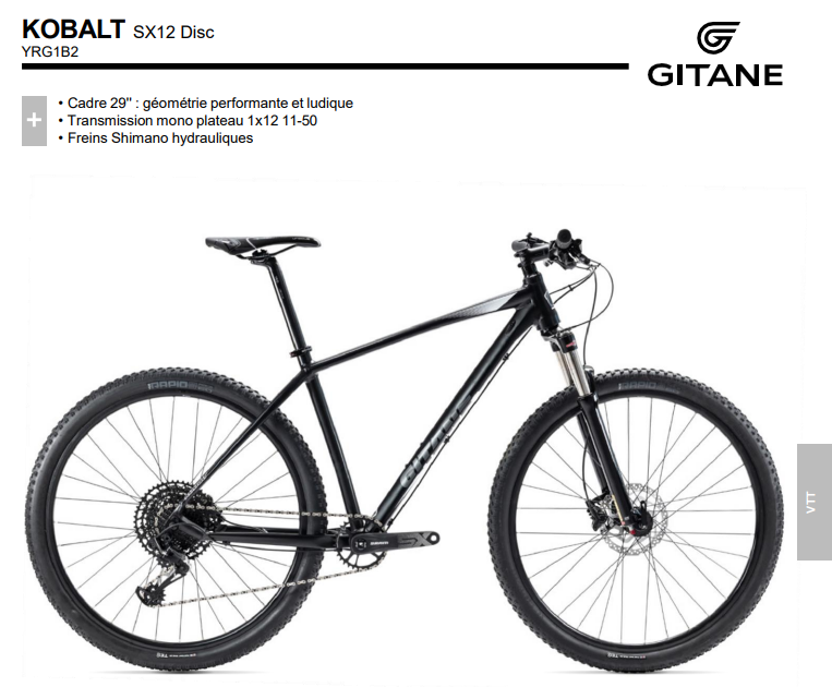 VTT Gitane 18 Vitesses, Cadre Jaune, Roues 63 Cm, Freins Patins, Occasion