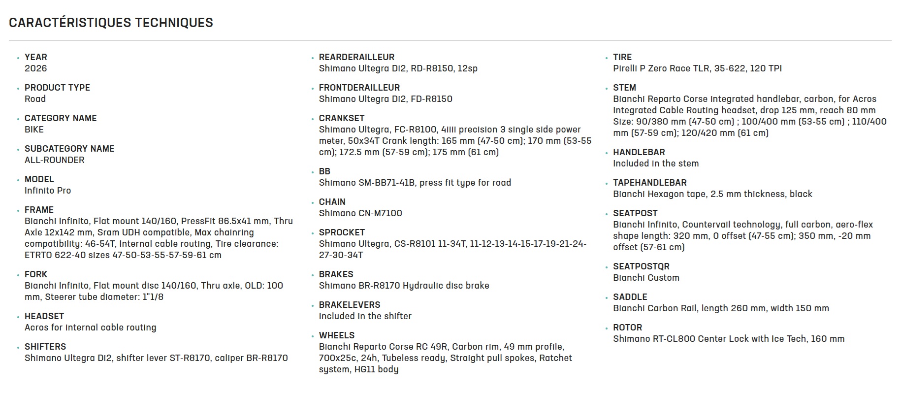 Infinito_pro_ultegra_di2_velo_bianchi_2026_tech