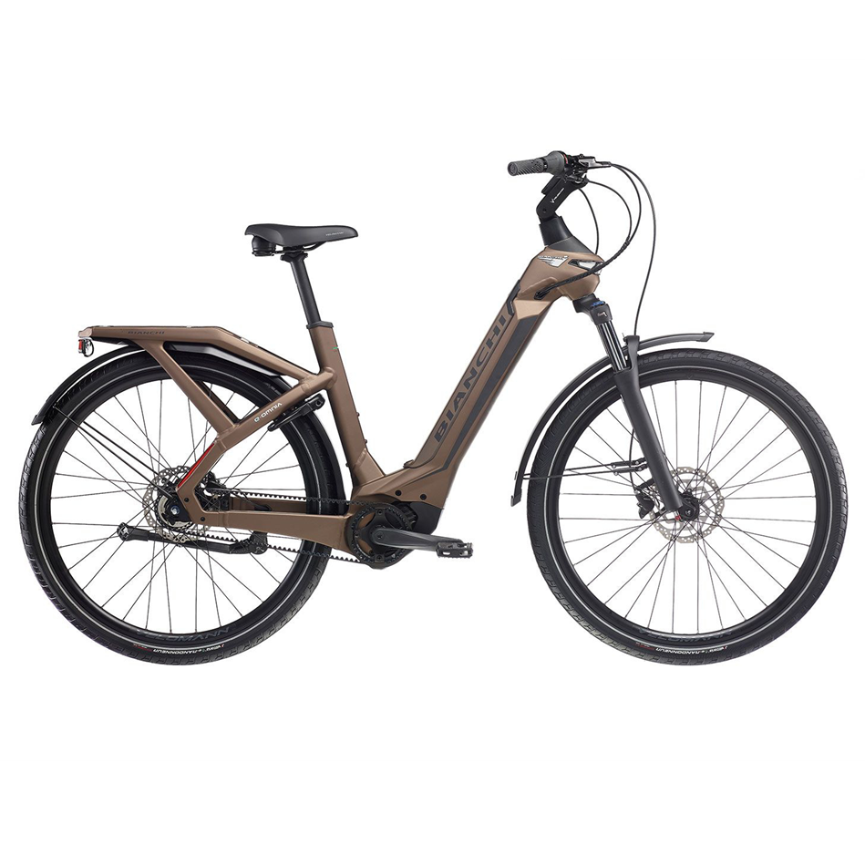 e omnia type c deore 10v 625w e urbain velo electrique brun metal graphite 4h bianchi