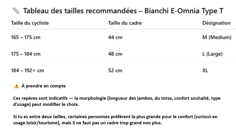 velo electrique e urbain e omnia type t bianchi tailles