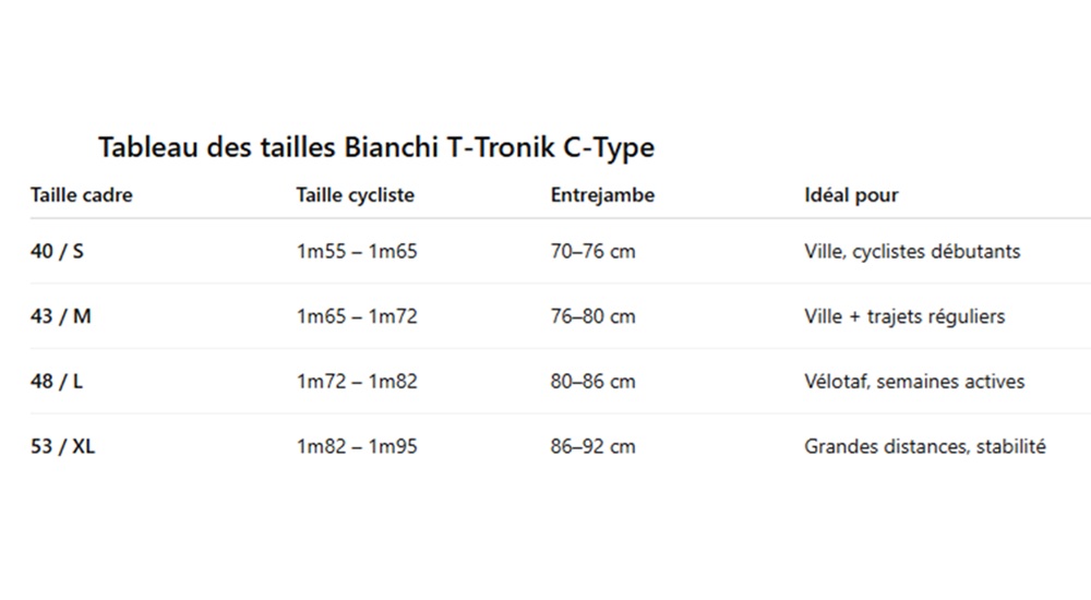 tableau des tailles bianchi t tronik c type