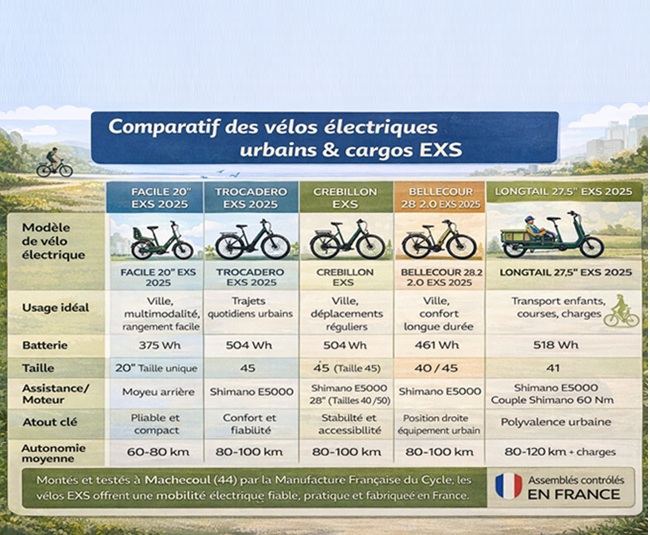 tableau comparatif velo urbain cargo electrique exs blog