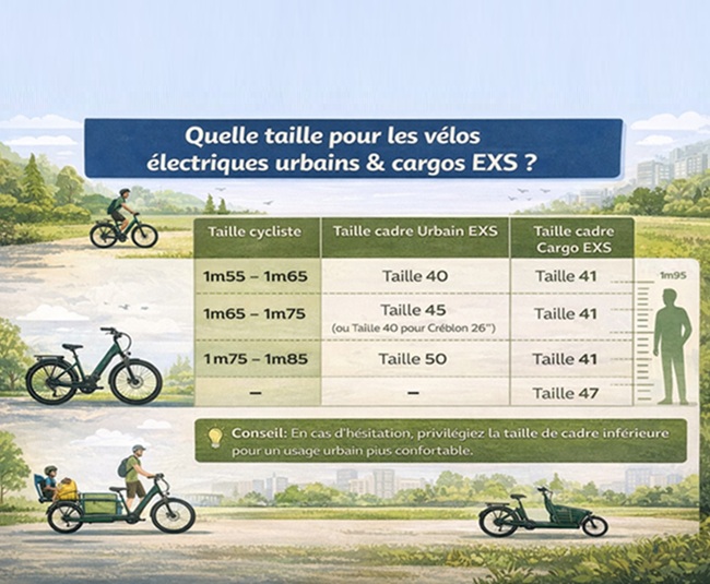 tableau taille velo urbain et cargo electrique exs blog