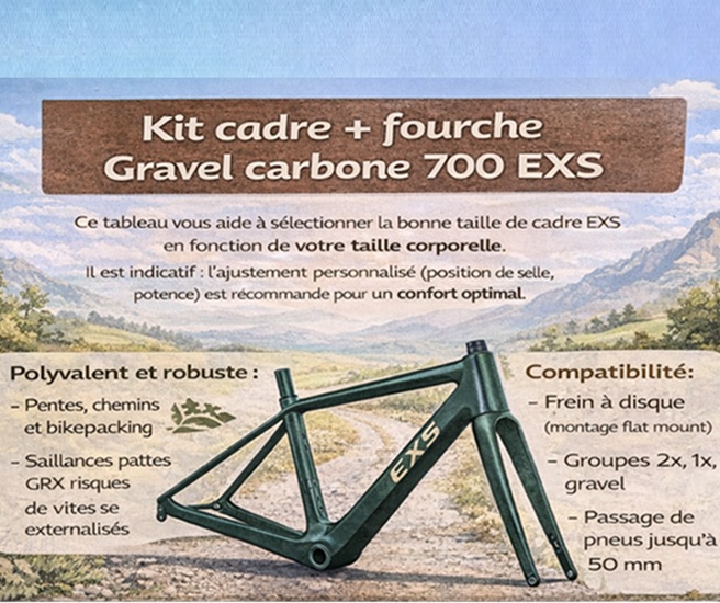 Kit cadre + fourche Gravel Carbone 700 EXS
