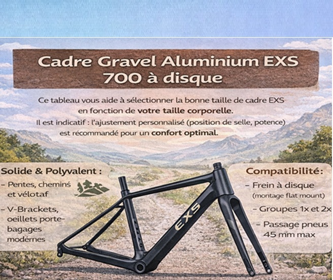 Cadre Gravel Aluminium EXS 700 à disque
