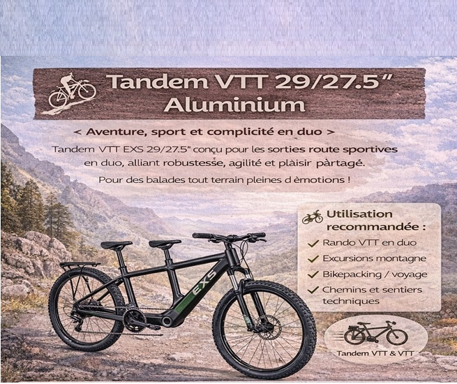 🚵‍♂️ Cadre tandem VTT 29/27.5’’ Aluminium