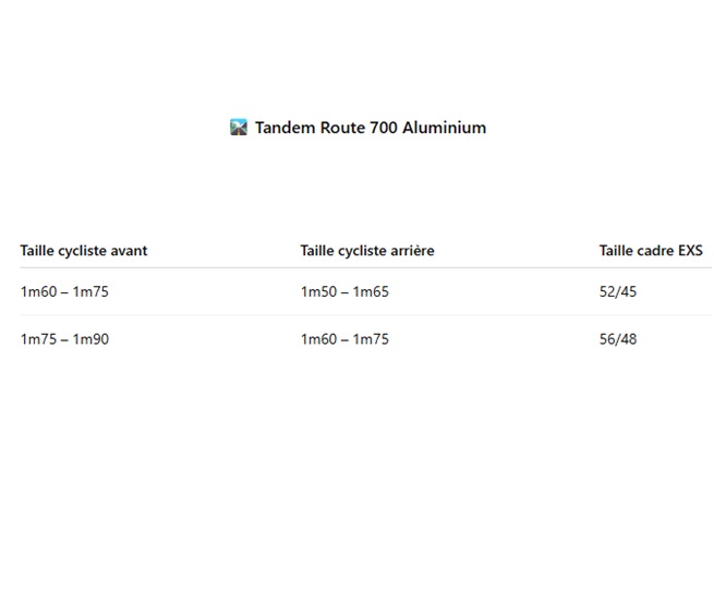 🛣️ Cadre tandem Route 700 Aluminium