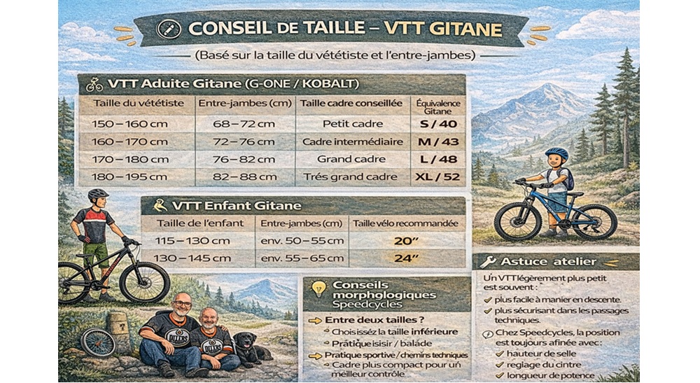 tableau de conseil pour choisir la bonne taille de vtt gitane blog