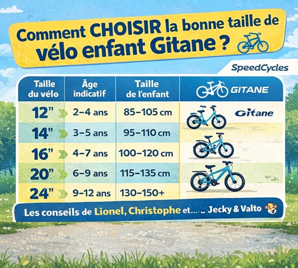 tableau comment choisir la bonne taille de velo enfant gitane blog