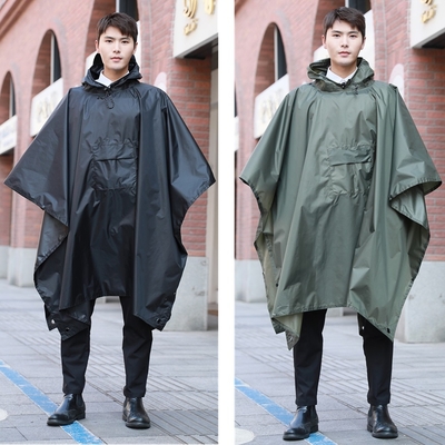 poncho_de_pluie_unisexe_taille_unique_noir_vert_exs