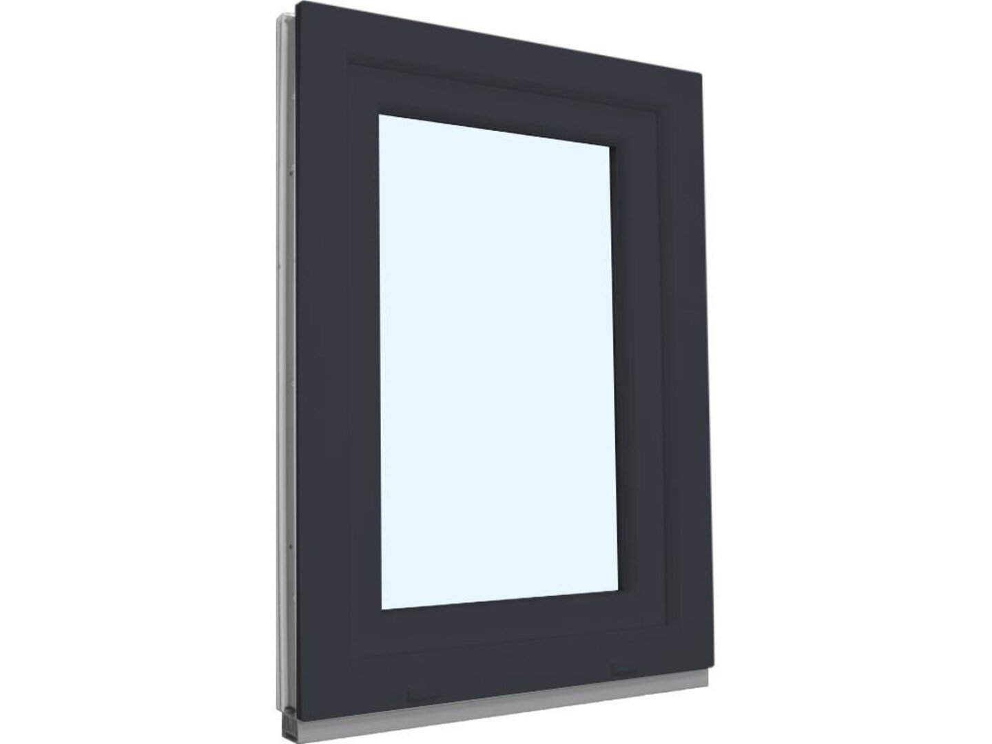 Fenêtre oscillo-battante PVC anthracite et blanc vitrée ouvrant droit L