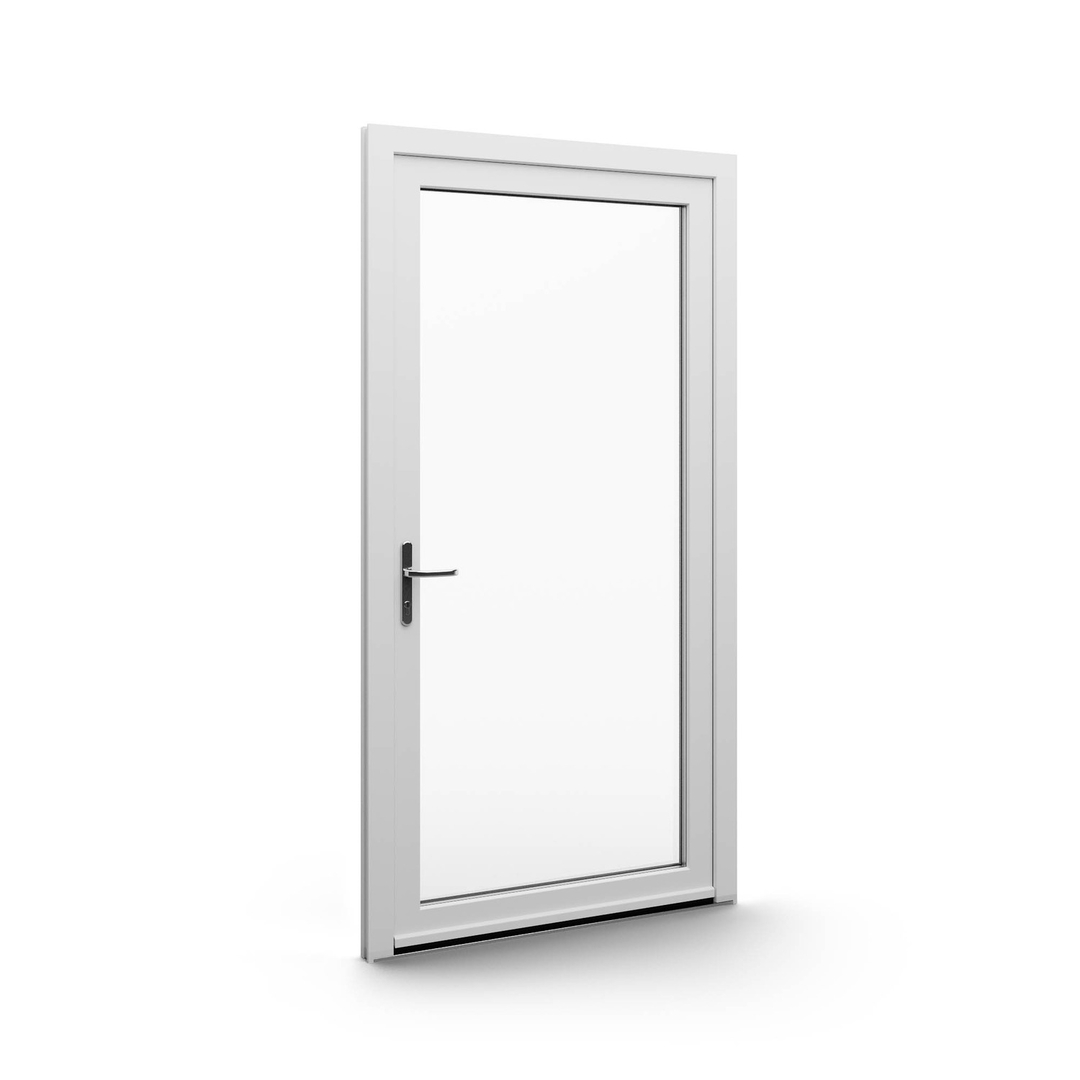 Porte de service PVC anthracite semi-vitrée ouvrant droit L 960mm