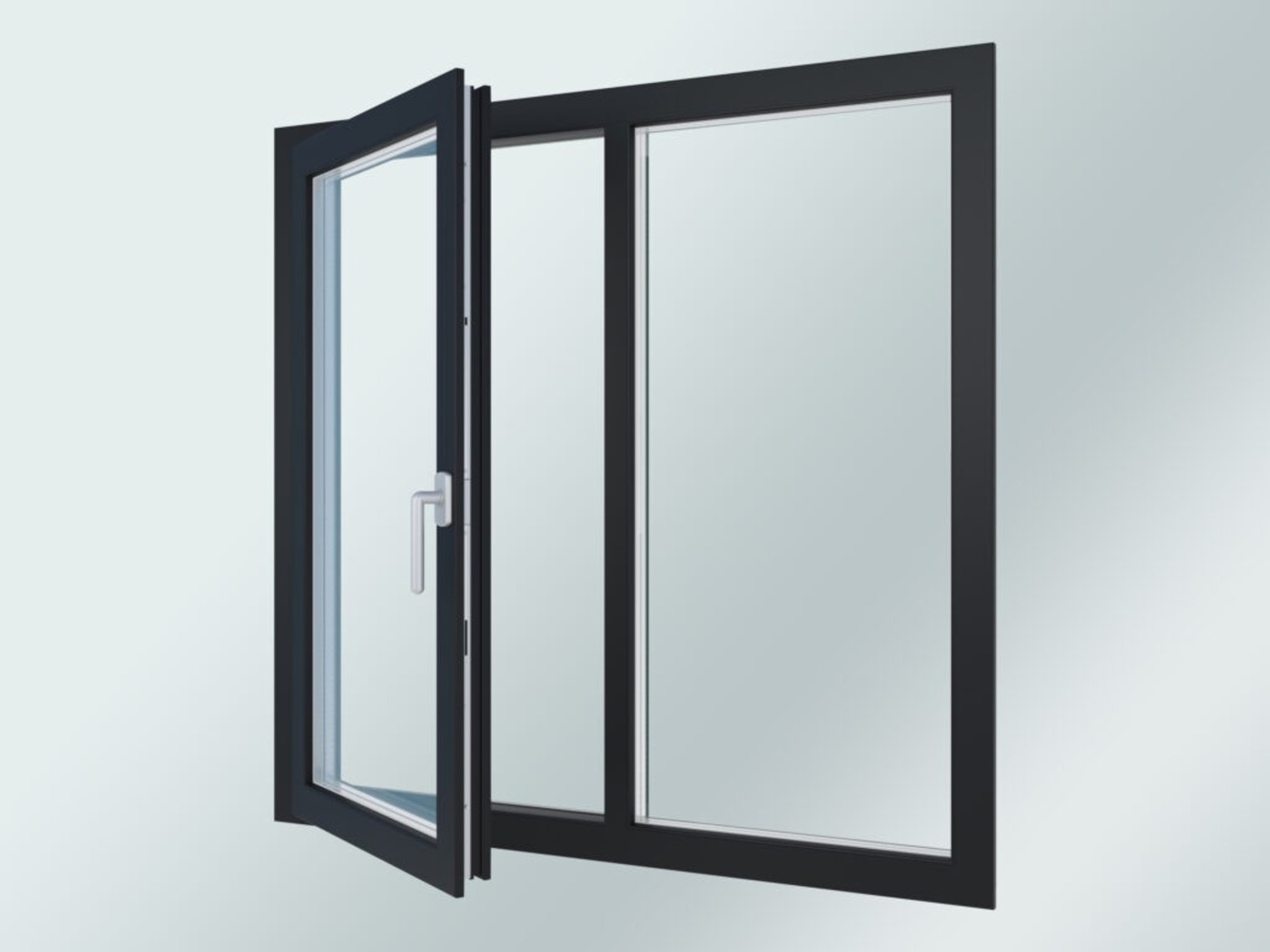 Porte fenêtre oscillo-battante double vantaux PVC anthracite vitrée