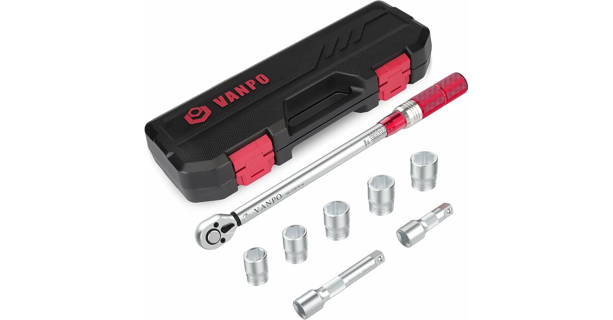 Clé Dynamométrique 3/8" 5-60Nm VANPO Avec Adaptateurs - Set Pour Vélo Et Moto, Neuf