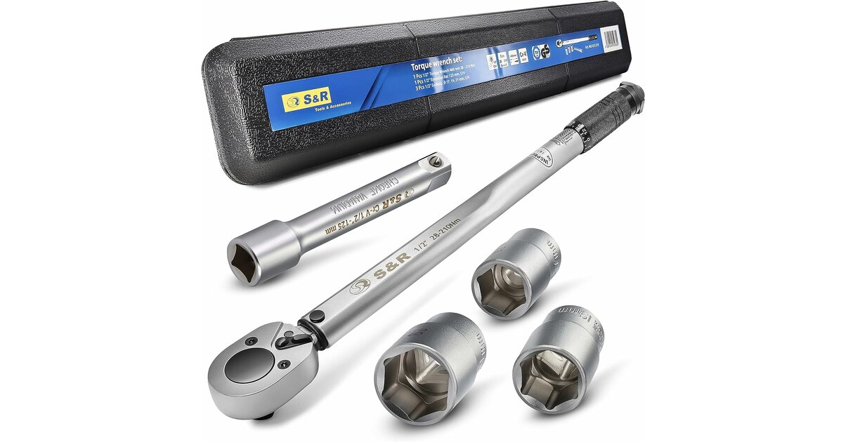 S&R Clé Dynamométrique ? cm (40-210 Nm) pour Autos, Vélos, Motos. Set