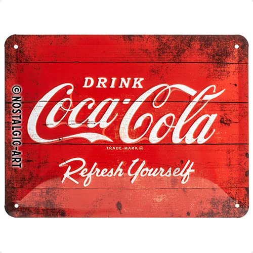 plaque métallique vintage Coca-Cola - logo rouge