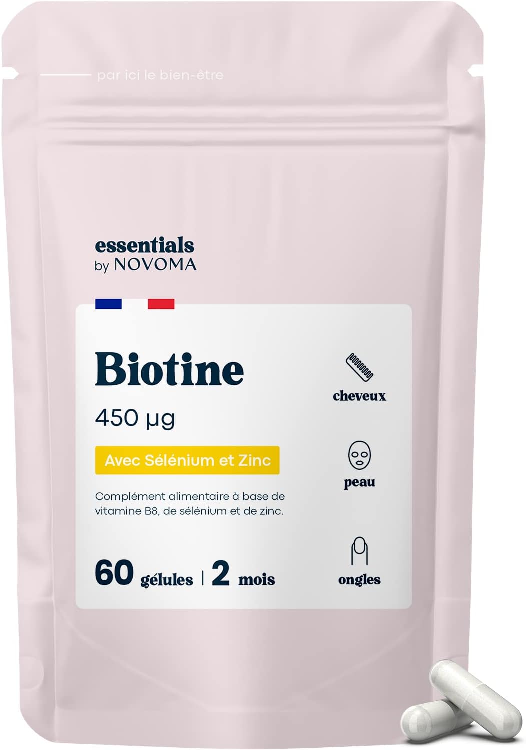 Biotine avec Sélénium et Zinc Novoma Pousse des Cheveux