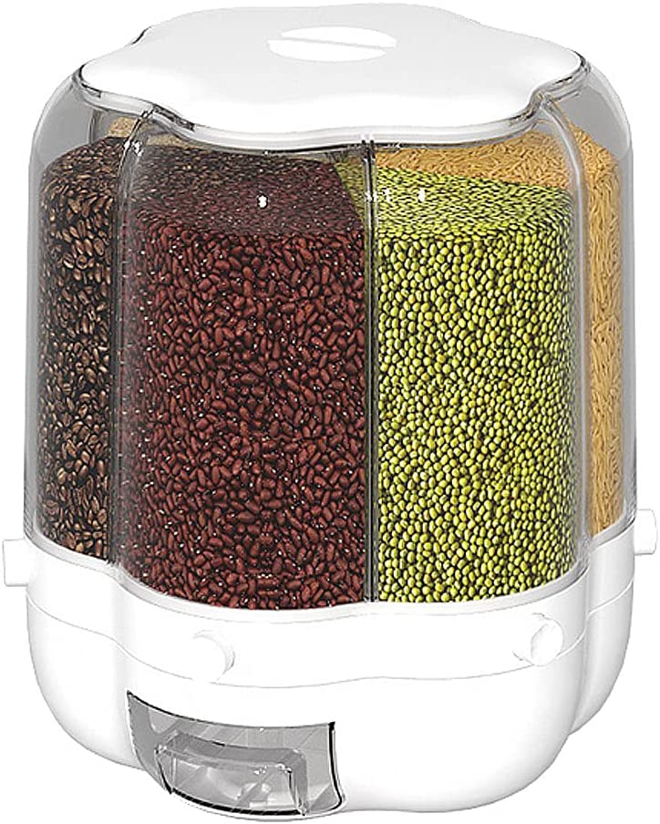 XIYAO 40lb Rice and Grain Storage Container, 360° Rotating Food Dispenser Measuring Cylinder
