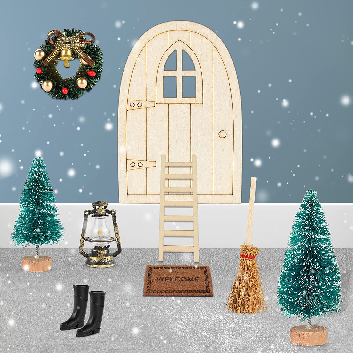 Kit Maison Lutin Farceur De Noël - 21 Pièces Miniatures (porte, Meubles...) Pour Décorations Magiques