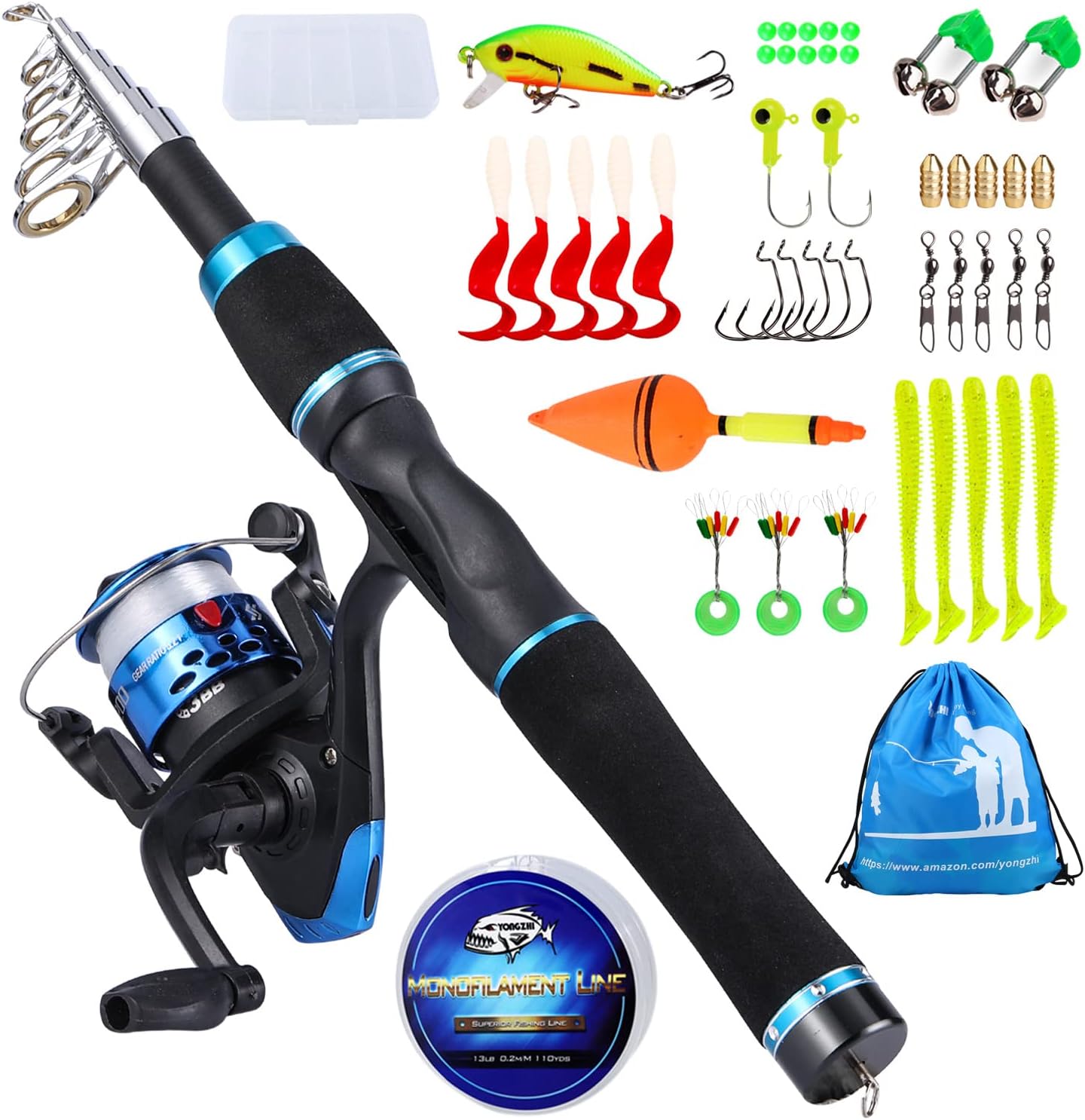 CANNE À PÊCHE TÉLESCOPIQUE ENFANT SOUGAYILANG – KIT COMPLET PORTABLE